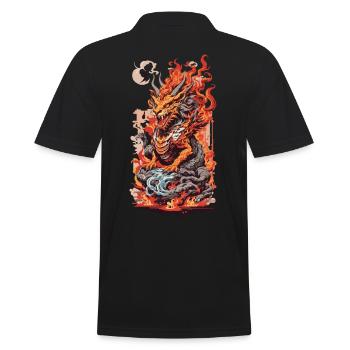 Asiatischer Drache Ukiyo-E Kunststil Ästethik - Männer Poloshirt - Schwarz - Hinten - Kai (181cm)