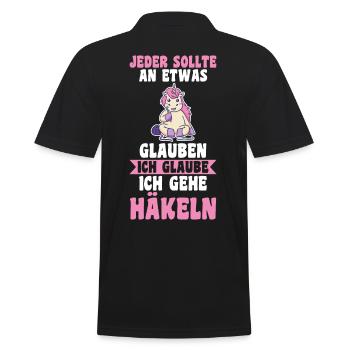 Stricken Nähen Einhorn Häkeln - Männer Poloshirt - Schwarz - Hinten - Kai (181cm)
