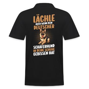 Hund Deutscher Schäferhund - Männer Poloshirt - Schwarz - Hinten - Kai (181cm)