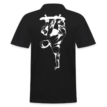 Skate Skateboard - Männer Poloshirt - Schwarz - Hinten - Kai (181cm)