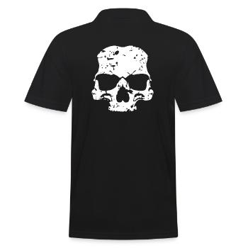 Totenkopf - Männer Poloshirt - Schwarz - Hinten - Kai (181cm)