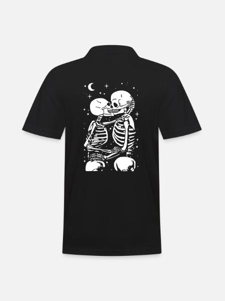 Skeleton - Kiss - Gothic - Fun - Men's Polo Shirt - black