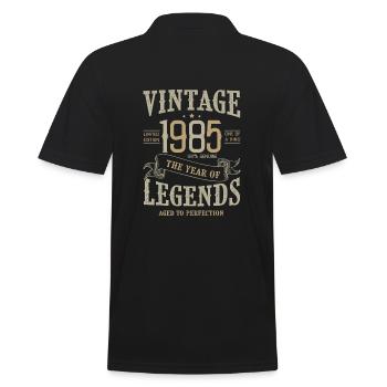 1985 Vintage 1985 Anniversary - Men's Polo Shirt - black - Back - Kai (181cm)