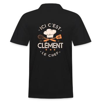 Clément Chef Ici c est Clement le chef cuisinier - Polo Homme - noir - Dos - Kai (181cm)