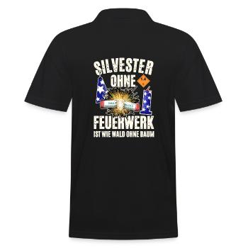 Pyro an Silvester - Männer Poloshirt - Schwarz - Hinten - Kai (181cm)