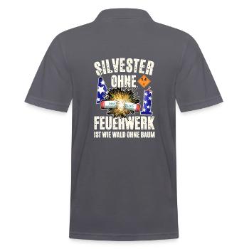 Pyro an Silvester - Männer Poloshirt - Anthrazit - Hinten - Nico (186cm)