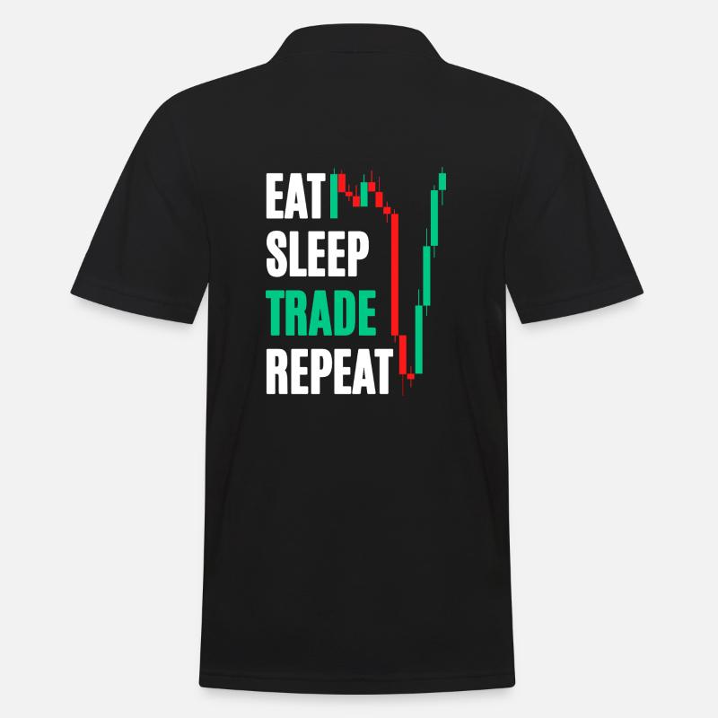 Eat Sleep Trade Repeat - Männer Poloshirt - Schwarz