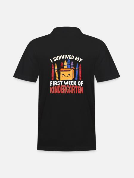 Vor K habe ich meine erste Kindergartenwoche - Männer Poloshirt - Schwarz