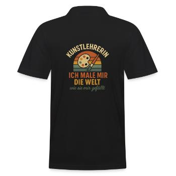Kunstlehrerin Spruch Lehrer Schule Kreativ - Männer Poloshirt - Schwarz - Hinten - Kai (181cm)