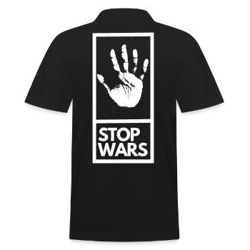 Stoppt Kriege - Männer Poloshirt - Schwarz - Hinten - Kai (181cm)