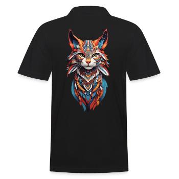 Boho Wildcats Spirit Design - Men's Polo Shirt - black - Back - Kai (181cm)