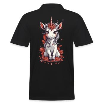 Unicorn Halloween Magic Spooky Design - Men's Polo Shirt - black - Back - Kai (181cm)