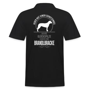 BRANDLBRACKE Schutzengel Wilsigns - Männer Poloshirt - Schwarz - Hinten - Kai (181cm)