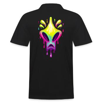 Farbenfroher Alien - Männer Poloshirt - Schwarz - Hinten - Kai (181cm)