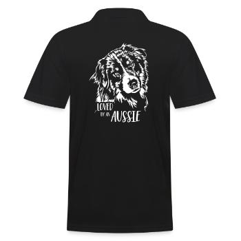 AUSTRALIAN SHEPHERD loved by an Aussie Wilsigns - Men's Polo Shirt - black - Back - Kai (181cm)