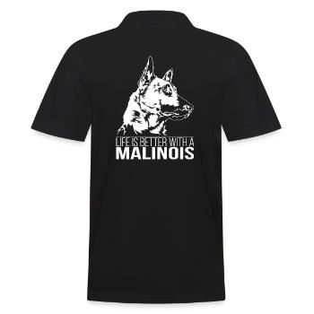 MALINOIS life is better Dogs Saying Wilsigns - Men's Polo Shirt - black - Back - Kai (181cm)