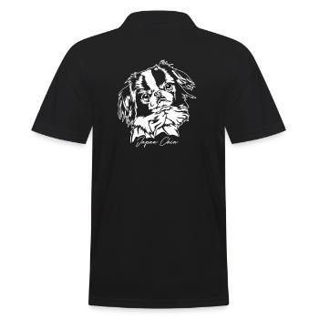 Japan Chin Portrait Dogs Dog Wilsigns - Men's Polo Shirt - black - Back - Kai (181cm)