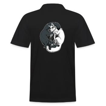 Yin Yang Foxes (weißer Rand) - Männer Poloshirt - Schwarz - Hinten - Kai (181cm)