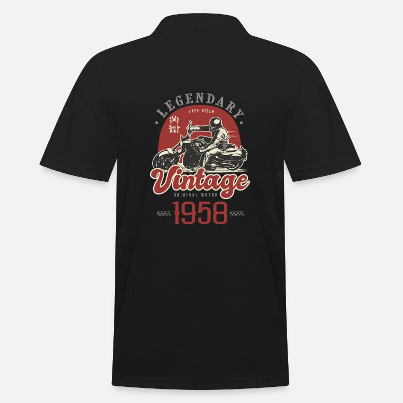 1958 Jubiläums-Oldtimer-Biker-Motorrad - Männer Poloshirt - Schwarz