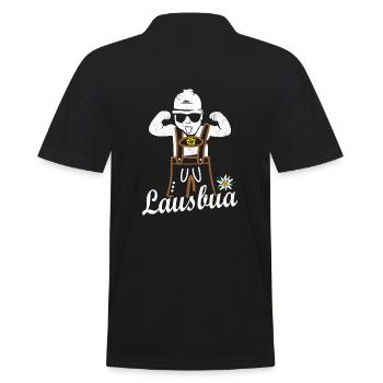 Lausbua mit Lederhose cooles Gangster Baby - Männer Poloshirt - Schwarz - Hinten - Kai (181cm)