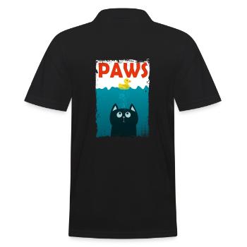 Paws - Katzen weißer Hai - Männer Poloshirt - Schwarz - Hinten - Kai (181cm)
