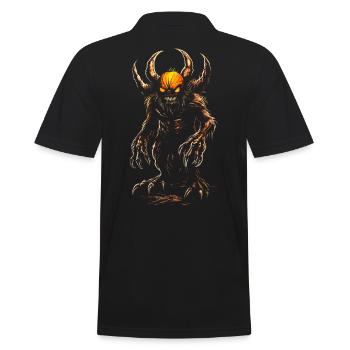 Monster Halloween Kürbis gruselig Gruselmonster - Männer Poloshirt - Schwarz - Hinten - Kai (181cm)