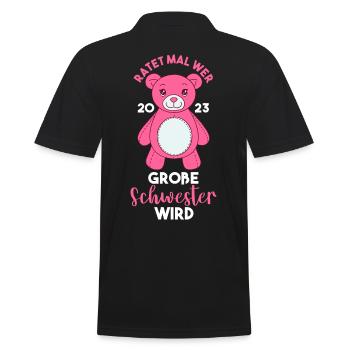 Schwester 2023 Schwanger Werdende Schwester - Männer Poloshirt - Schwarz - Hinten - Kai (181cm)