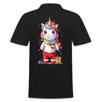 Colorful Christmas Magic Unicorn Winter Gifts - Men's Polo Shirt - black - Back - Kai (181cm)