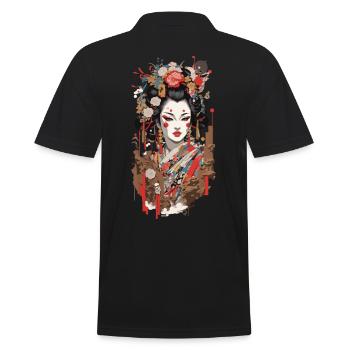 Geisha Popart Streetwear Style Art Rétro Japon - Polo Homme - noir - Dos - Kai (181cm)