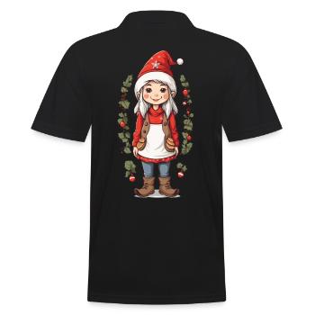 Nordischer Weihnachtswichtel Elf Mama Gnom Design - Männer Poloshirt - Schwarz - Hinten - Kai (181cm)
