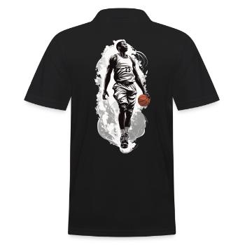 Basketball Dribbling Dynamics Streetwear Design - Men's Polo Shirt - black - Back - Kai (181cm)