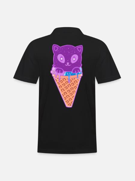 Katze Eiskreme Eiscrem - Männer Poloshirt - Schwarz
