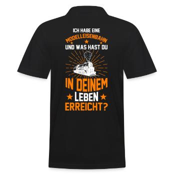 Modellzug Dampflokomotive Eisenbahn Modellbahner - Männer Poloshirt - Schwarz - Hinten - Kai (181cm)