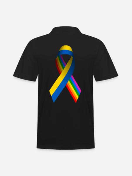 Nastro della pace ucraina con bandiera arcobaleno - Polo da uomo - nero
