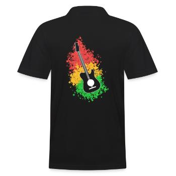 Colorful Reggae Guitar Instrumentalist - Men's Polo Shirt - black - Back - Kai (181cm)