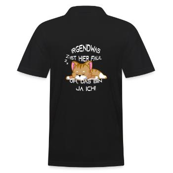 Süße Katze Faul Schlafen - Männer Poloshirt - Schwarz - Hinten - Kai (181cm)