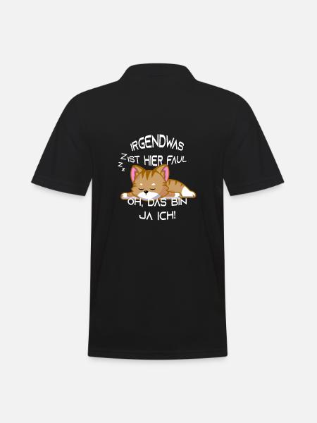 Süße Katze Faul Schlafen - Männer Poloshirt - Schwarz