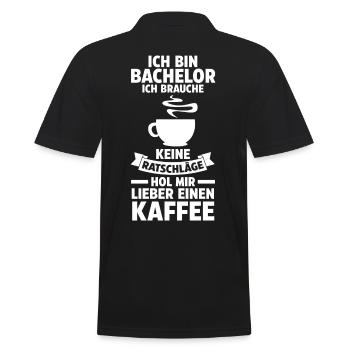 Student Kaffee Akademiker Uni Abschlussfeier Bache - Männer Poloshirt - Schwarz - Hinten - Kai (181cm)