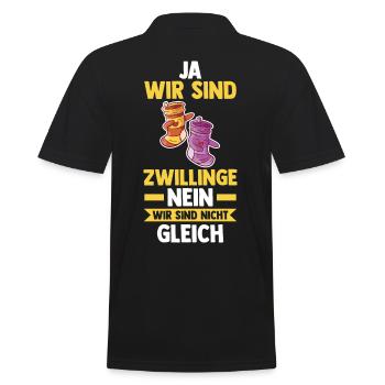 Zwillingsgeschwister Zwilling Zwillinge - Männer Poloshirt - Schwarz - Hinten - Kai (181cm)