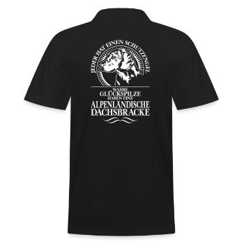 ALPENLÄNDISCHE DACHSBRACKE Schutzengel Wilsigns - Männer Poloshirt - Schwarz - Hinten - Kai (181cm)