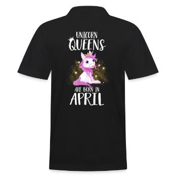 UNICORN QUEENS ARE BORN IN APRIL Einhorn - Männer Poloshirt - Schwarz - Hinten - Kai (181cm)