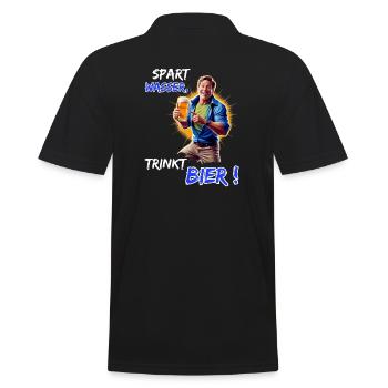 Save Water, Drink Beer!-Funny Party Outfit - Men's Polo Shirt - black - Back - Kai (181cm)