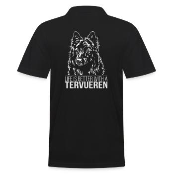 TERVUEREN Life is better Hunde Spruch Wilsigns - Men's Polo Shirt - black - Back - Kai (181cm)