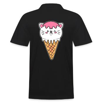 Eiscreme Katze Eiscreme -Kassierer - Männer Poloshirt - Schwarz - Hinten - Kai (181cm)