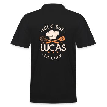 Lucas Chef Ici c est lucas le chef cuisinier - Polo Homme - noir - Dos - Kai (181cm)