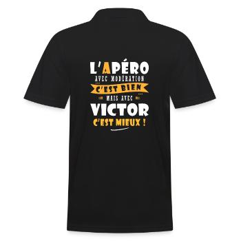 Victor Cadeau Humour personnalisé cadeau victor - Polo Homme - noir - Dos - Kai (181cm)