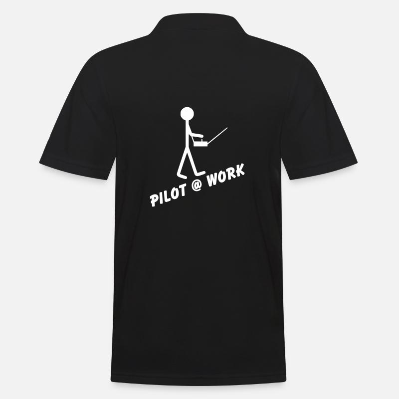 Pilot @ Work - Männer Poloshirt - Schwarz