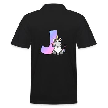 Unicorn Letter J - Men's Polo Shirt - black - Back - Kai (181cm)