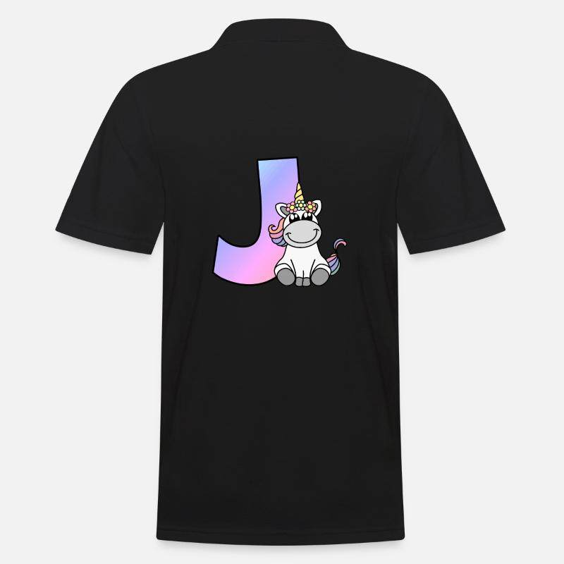 Einhorn Buchstabe J - Männer Poloshirt - Schwarz