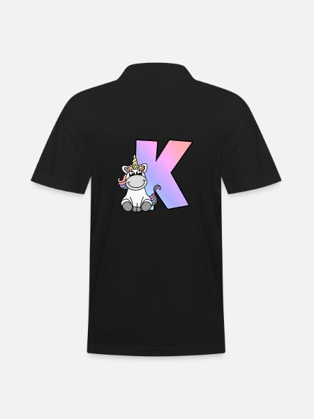 Einhorn Buchstabe K - Männer Poloshirt - Schwarz